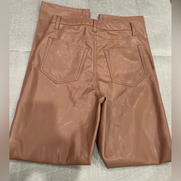 [27/4]Abercrombie & Fitch Tan Vegan Leather 90s Straight Ultra High Rise Pant - Picture 8 of 8